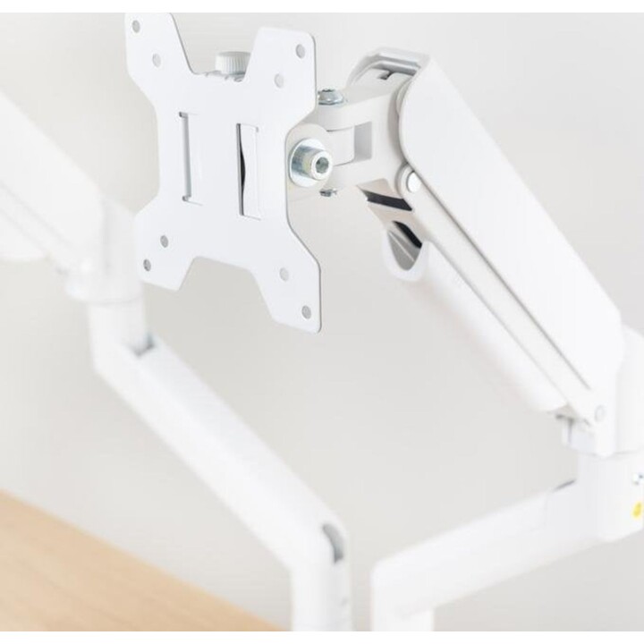 TooQ DB1434TNR-W Dual-Monitor-Tischhalterung/ Schwenkbar/ Neigbar/ Bis zu 10kg