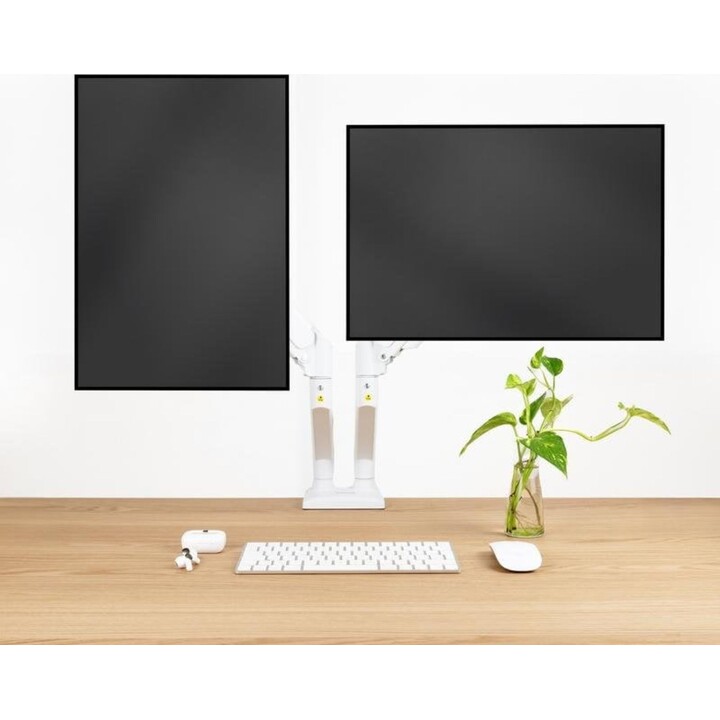 TooQ DB1434TNR-W Dual-Monitor-Tischhalterung/ Schwenkbar/ Neigbar/ Bis zu 10kg