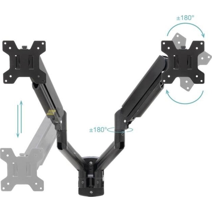 TooQ LP1434TNR-B 2-Monitor-Wandhalterung/ Schwenkbar/ Neigbar/ Drehbar/ Bis zu 10kg