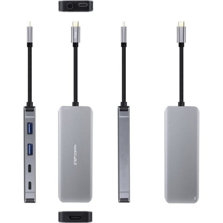 NANO CABLE 10.16.1006 USB-C Hub 2xUSB-A 2xUSB-C HDMI PD 100W Grey