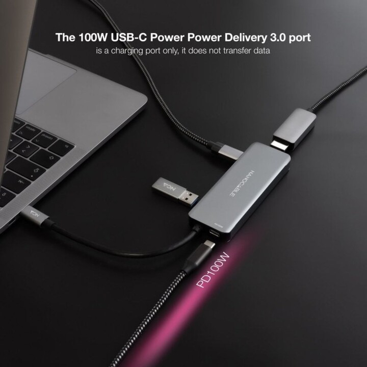 NANO CABLE 10.16.1006 USB-C Hub 2xUSB-A 2xUSB-C HDMI PD 100W Grey