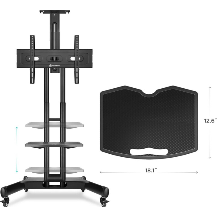 ESTANTE PARA TV CON ACCESORIO, SOPORTE MÓVIL/NEGRO APT1551-B ONKRON