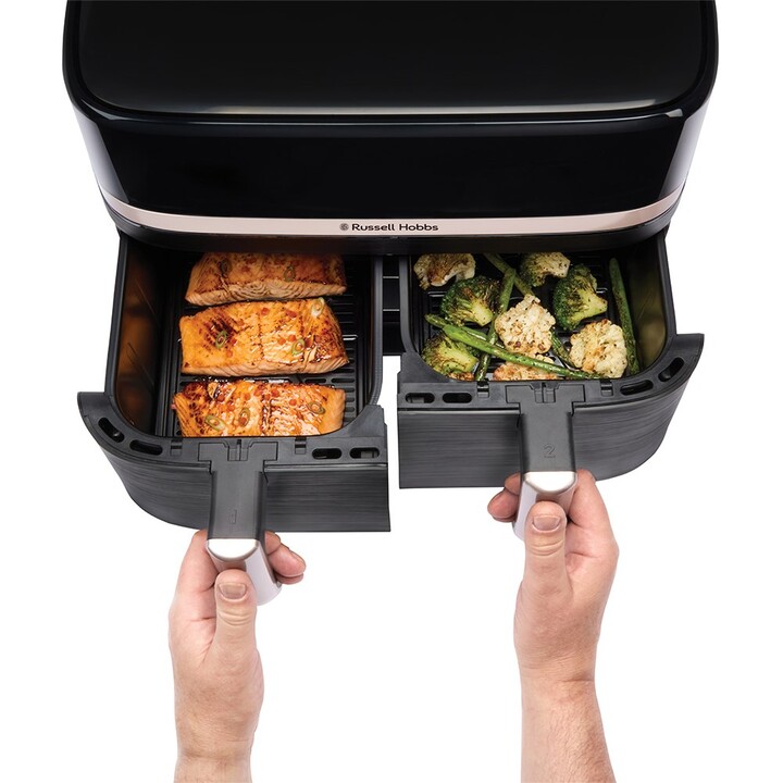 Russell Hobbs Satisfry Dual Basket Air Fryer 9L Heißluftfritteuse schwarz