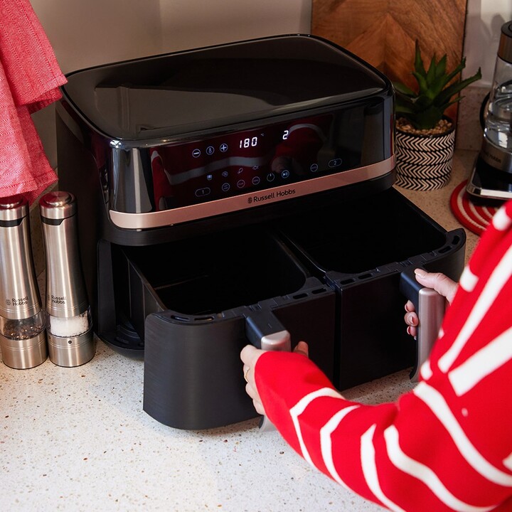 Russell Hobbs Satisfry Dual Basket Air Fryer 9L Heißluftfritteuse schwarz