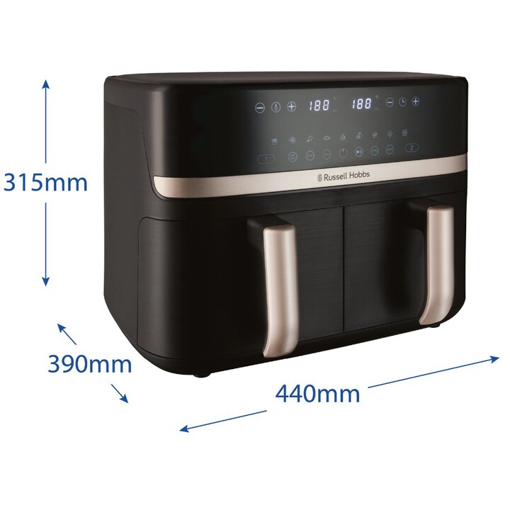 Russell Hobbs Satisfry Dual Basket Air Fryer 9L Heißluftfritteuse schwarz
