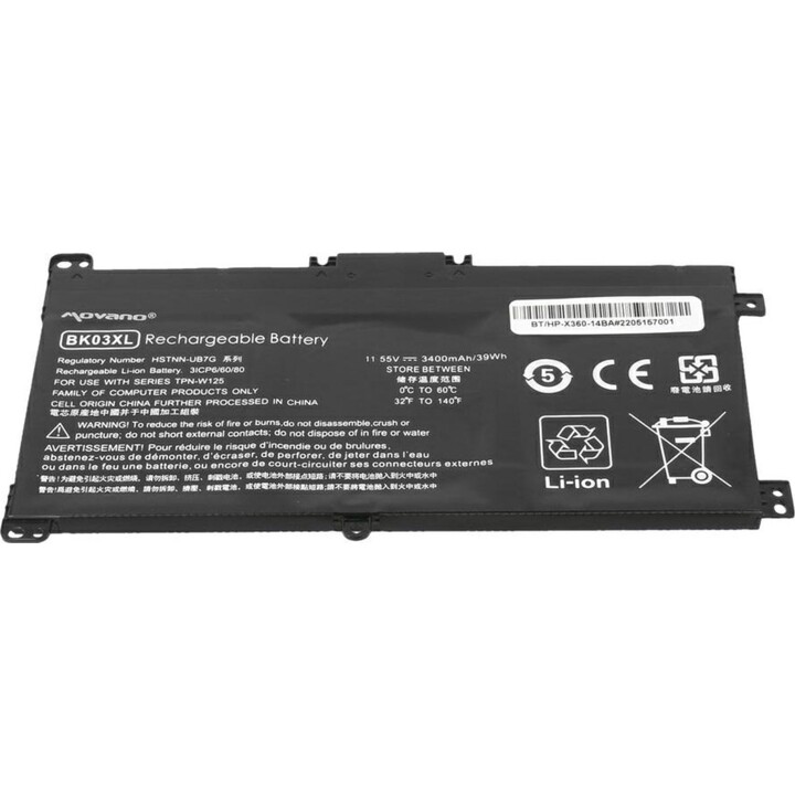 Bateria compatível para laptop HP BK03XL 11,55 V 3400 mAh Movano