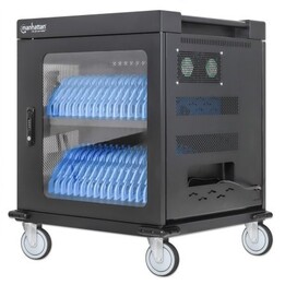 Manhattan 180948 Portable Device Cart and Cabinet, Portable Device Management and Charging Cart, Black