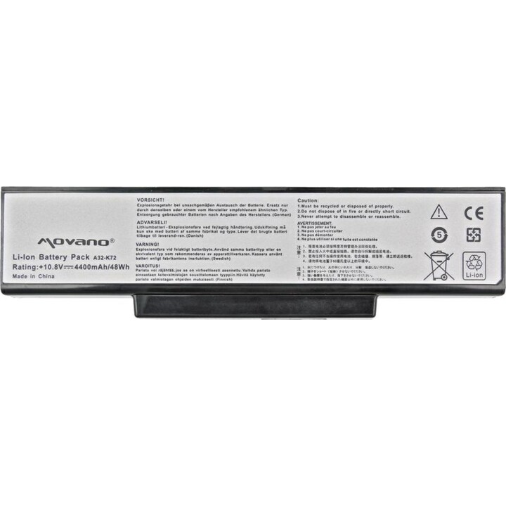 Batteria compatibile Movano per laptop Asus A32-K72 10,8 V 4400 mAh
