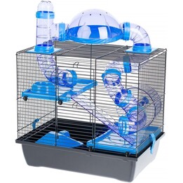 INTER-ZOO Rocky Taraz, Käfig für Hamster und kleine Nager, 420x290x550mm, Blau