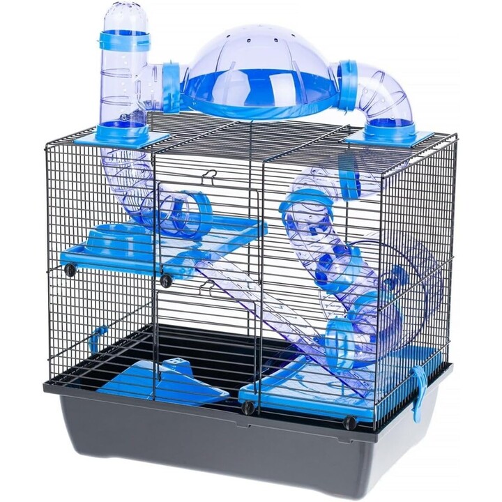 INTER-ZOO Rocky Taraz, Gabbia per criceti e piccoli roditori, 420x290x550mm, Blu