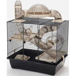 INTER-ZOO Rocky Terrace, Jaula para hamsters y pequeños roedores, 32,7 x 30 x 42,5cm, Beige