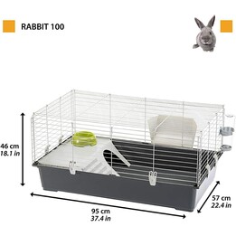 Gaiola para coelhos Ferplast Rabbit 100, 95 x 57 x h 46 cm, Preto