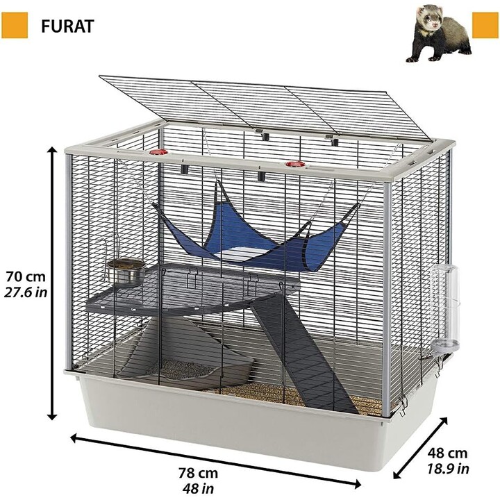 Ferplast Furet Plus, Jaula para hurones y ratones 78 x 48 x h 70 cm, Negro y Gris