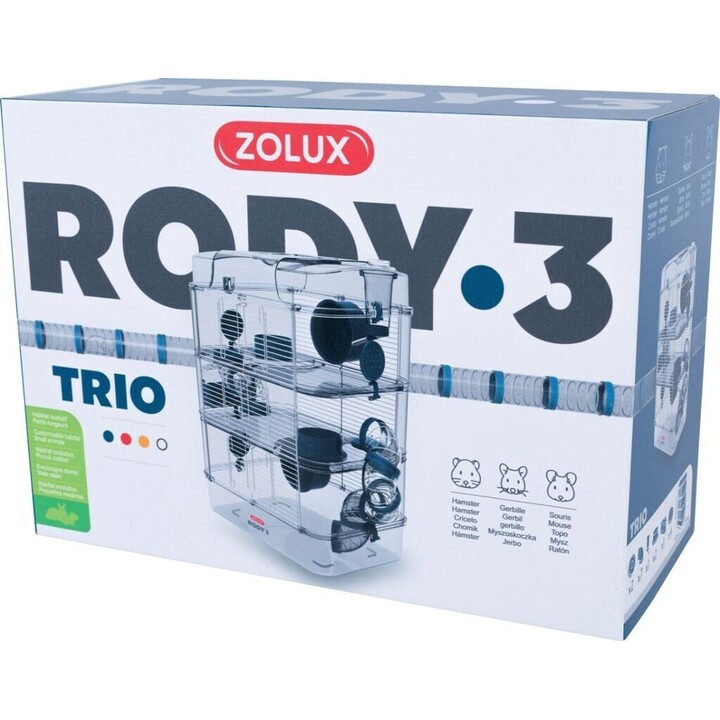 ZOLUX Rody3 Trio, Jaula para roedores, 41 x 27 x 53cm, Azul