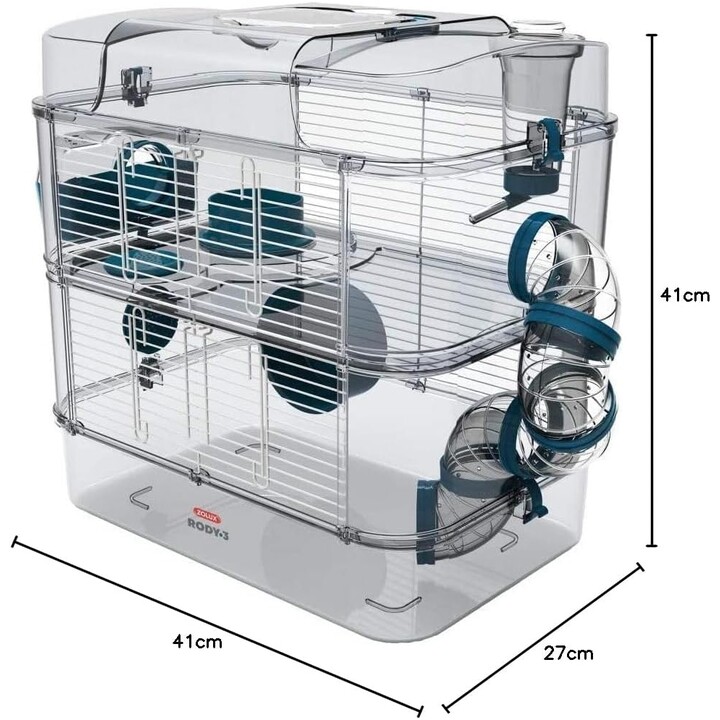 ZOLUX Rody3 Duo, Jaula para roedores, 41 x 27 x 40cm, Azul