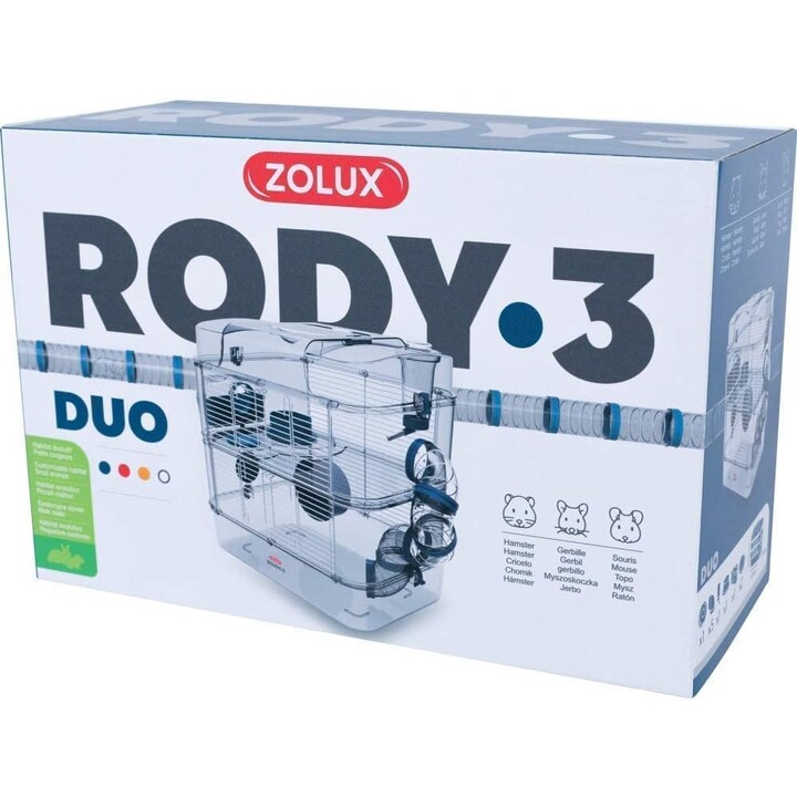 ZOLUX Rody3 Duo, Jaula para roedores, 41 x 27 x 40cm, Azul