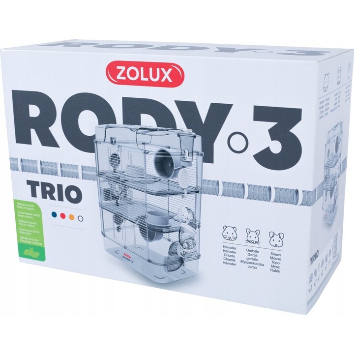 Zolux Rody3 Trio, gaiola para roedores 43 x 20 x 31 cm, Branco