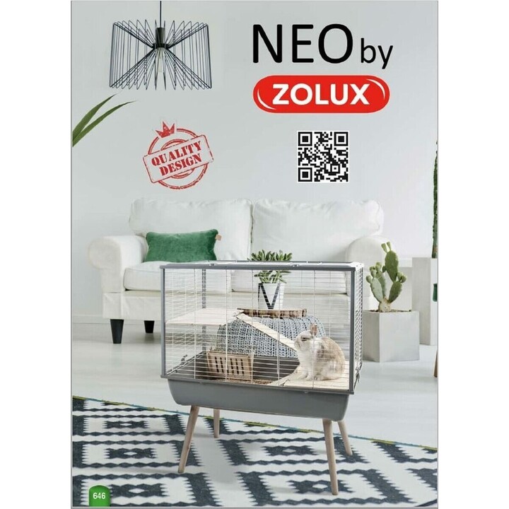 Zolux Neo Cosy H80, gabbia per roditori, 77,5 x 47,5 x 109 cm, grigio