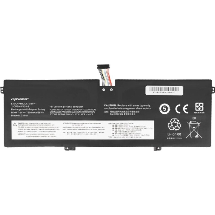 Bateria compatível Movano para laptop Lenovo L17C4PH1 7,6V 7600mAh