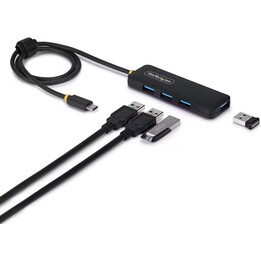 StarTech.com 4-Port USB-C Hub, 5Gbps, Bus Powered, USB-C to 4x USB-A Mini Hub, Extra Long 2ft/61cm Host Cable, PCR Plastic, Port