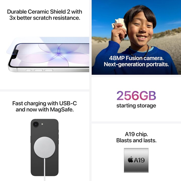 Apple iPhone 17e 256GB, 5G mobile phone with Apple Intelligence, A19 chip, Soft Pink