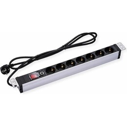 Equip 19" (1U) 8 vias Schuko power strip, 3.0m cabo de alumínio