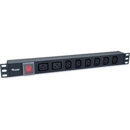 Equip 19" (1U) 8-way IEC C20 1.8m aluminum power strip. (Sh]