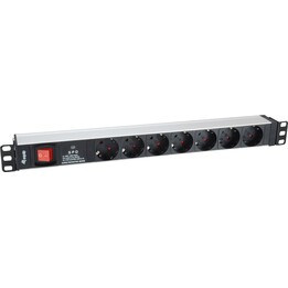 EQUIP 333309 regleta PDU 19" 1U 7 tomas con protección contra sobretensiones y conmutador negro