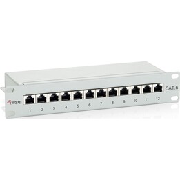 Equipar painel de ligação 12x RJ45 Cat6 10" FTP 1U ISO/IEC cinzento claro