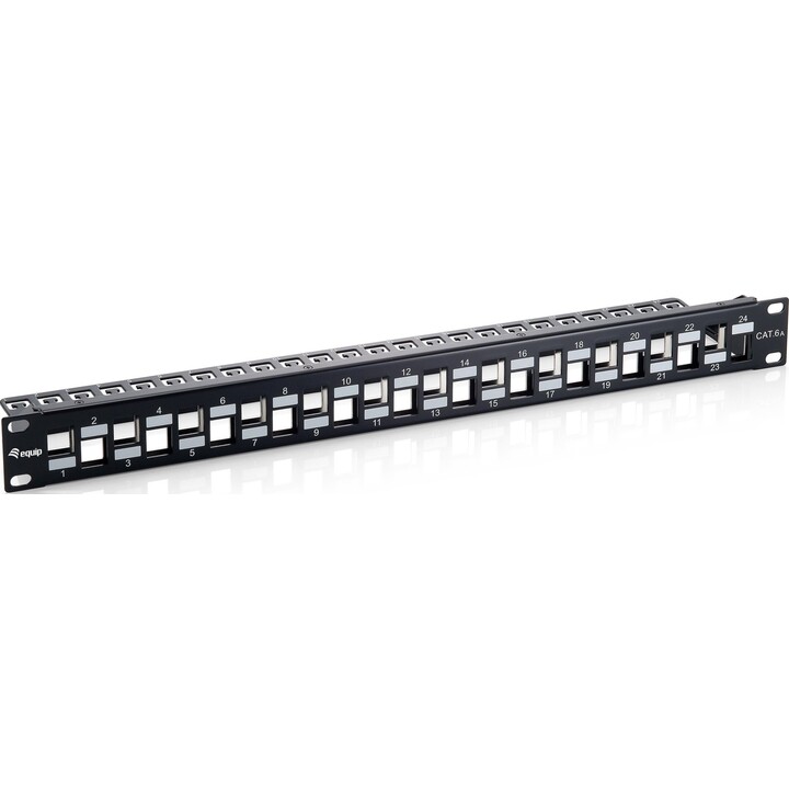Equip patch panel 24x Cat6A 19" FTP 1U keystone montaje sw