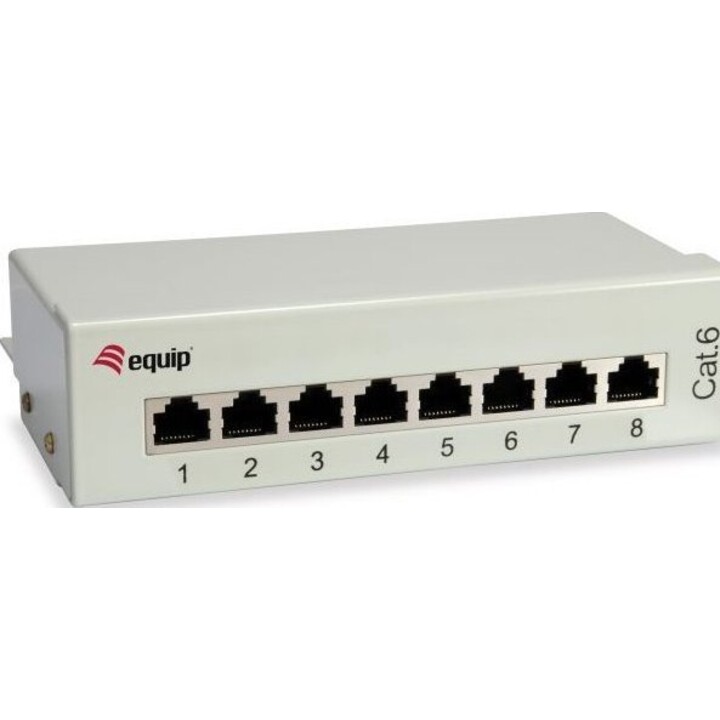 Equip patch panel 8x RJ45 Cat6 FTP desktop ISO/IEC light gray