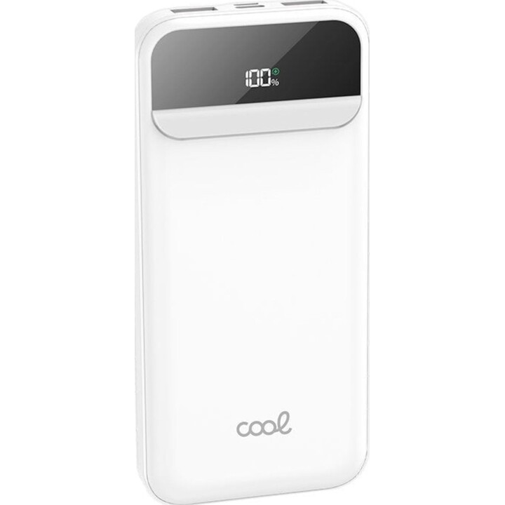 Cool Power Bank Bateria Externa 10.000 mAh Carregamento Rápido 22,5 W 3 Cabos Branco