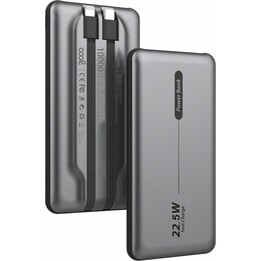 COOL Universal Power Bank 10.000 mAh PD 22.5W (2 Kabel) Grau