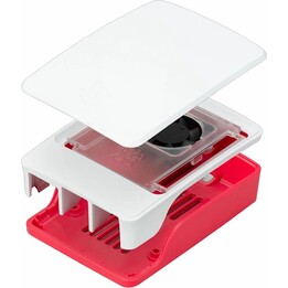 Caixa para Raspberry Pi 5 com ventoinha vermelha e branca