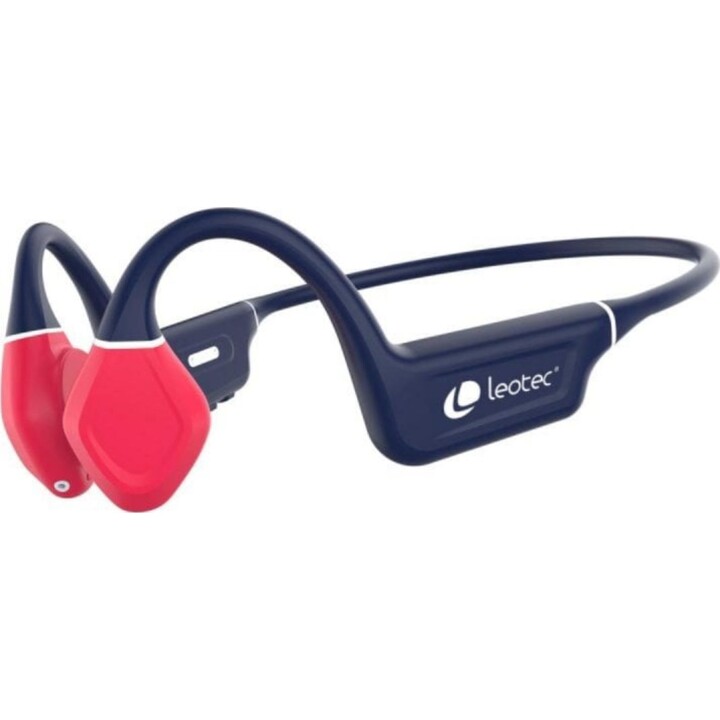 Leotec LEBONE03 KURI Casque à conduction osseuse Bluetooth 5.4 Multipoint IPX5 8-12h Bleu/Rouge