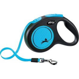 Trela automática Flexi New Neon, 5M, Tamanho M, Preto/Azul