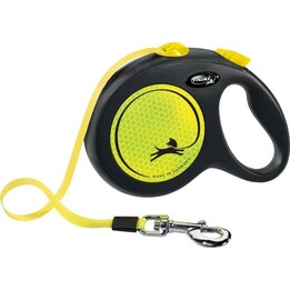 Laisse automatique Flexi New Neon, 5M, Taille M, Noir/Jaune