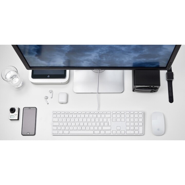 Teclado USB LMP con teclado numérico, color plata, Alemania