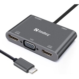 Sandberg 136-35 USB-C 5 em 1 PD 100 W DisplayDock