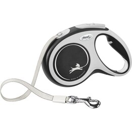 Flexi New Comfort Retractable Leash, 8 m, size L, for dogs up to 50 kg, Black/White