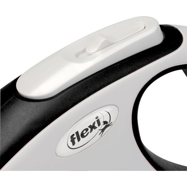 Flexi New Comfort Retractable Leash, 8 m, size L, for dogs up to 50 kg, Black/White