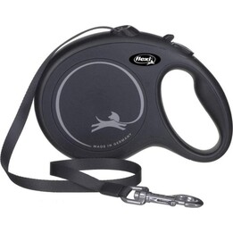 Flexi New Classic Retractable Leash, 8 m, size L, for dogs up to 50 kg, Black