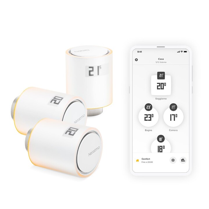 Válvula termostática para radiador Netatmo NBU-NAV-EU. Adequada para uso interno.