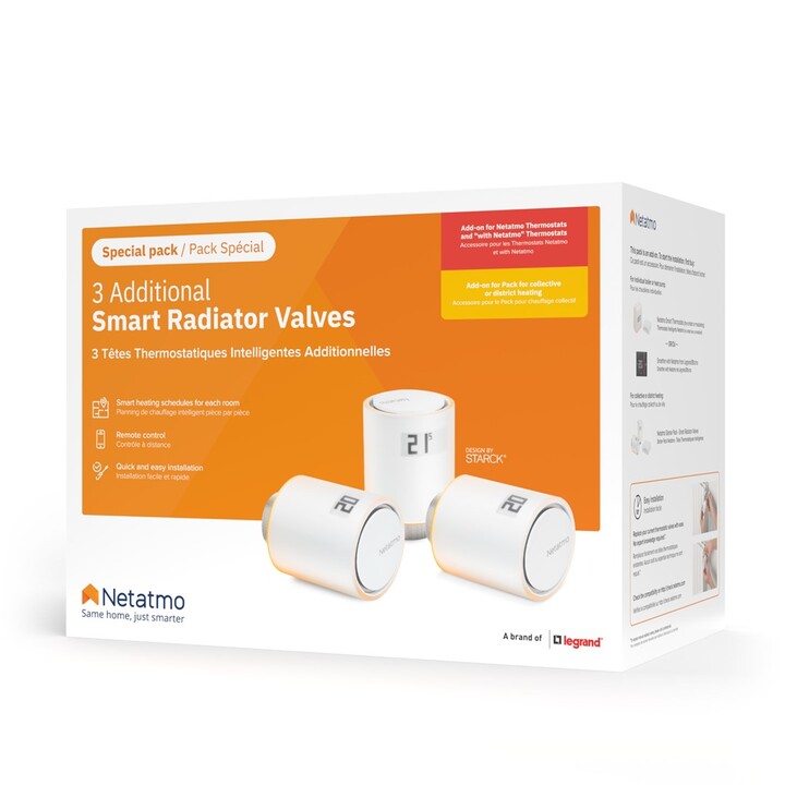 Válvula termostática para radiador Netatmo NBU-NAV-EU. Adequada para uso interno.