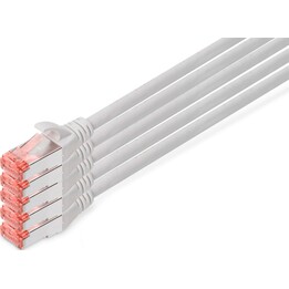 Cabo patch S-FTP CAT 6, cobre, LSZH AWG 27/7, comprimento de 10 m, 5 peças, cinza