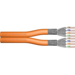 CAT 7 S-FTP-Datenkabel – Installationskabel, 1200 MHz DCA (EN 50575), AWG 23/1, 100 m Ring, DX, Orange