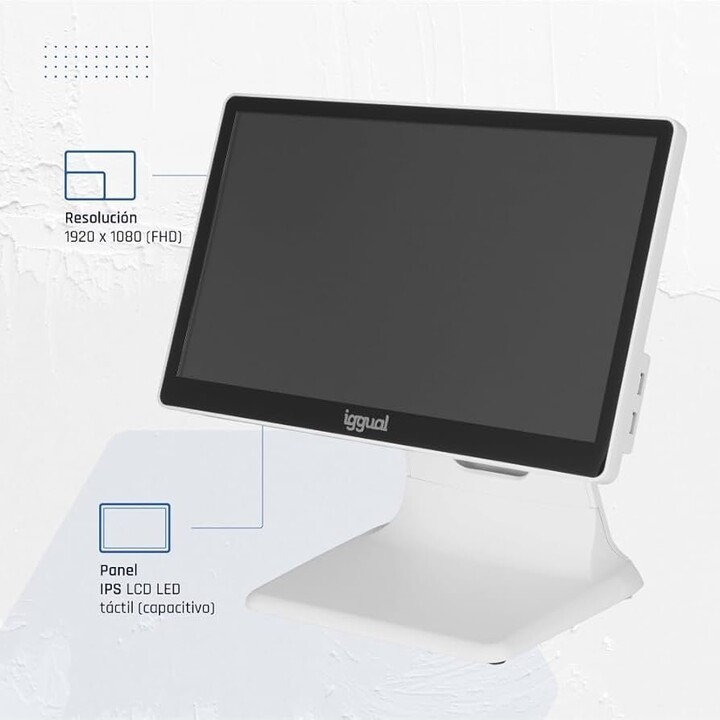 Iggual AIO N100 IGG319628 17" FHD Touch Intel N100 8GB DDR4 128GB SSD 8xUSB W10 IoT Bianco