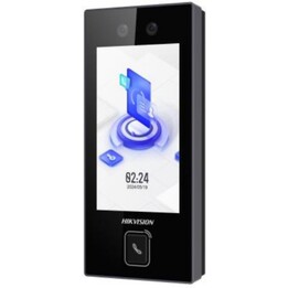 Hikvision DS-K1T344MBFWX-E1 Terminal de acesso de reconhecimento facial tátil de 4,5" Câmara de 2MP Cartão M1 3000 rostos/impres