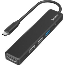 Hub USB-C Hama, multiporta, 5 porte, 3x USB-A, USB-C, HDMI