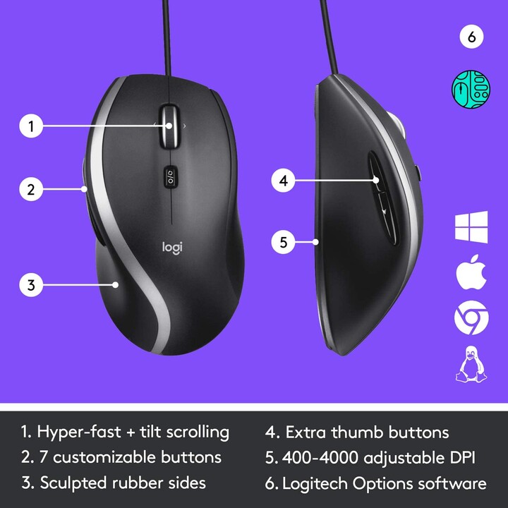 Mouse Logitech M500s Advanced Corded Black (910-005784)